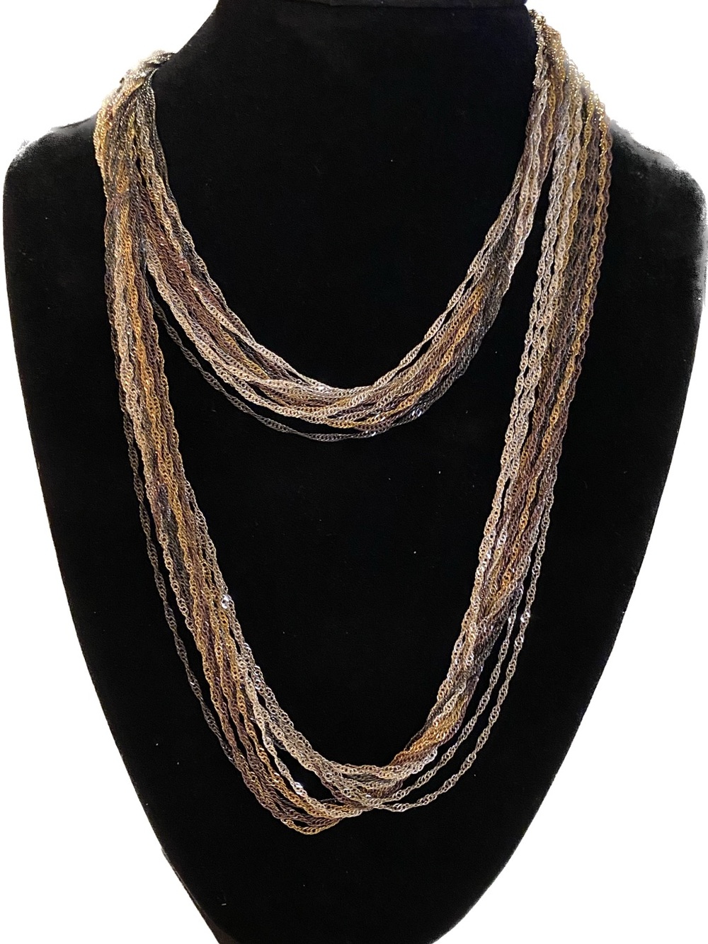 Multi-Strand gold, silver and rose gold Layered Necklace